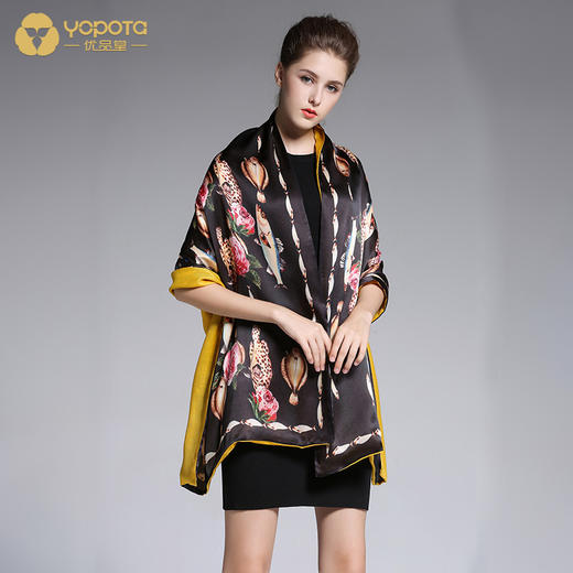 优品堂“恋恋不忘”100%桑蚕丝双层双色披肩围巾两用围巾 商品图1