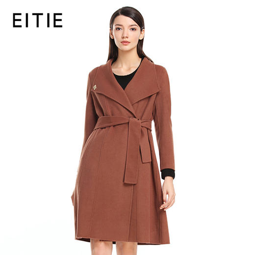 EITIE爱特爱长袖腰带修身双面呢羊毛大衣毛呢外套女5414103 商品图2