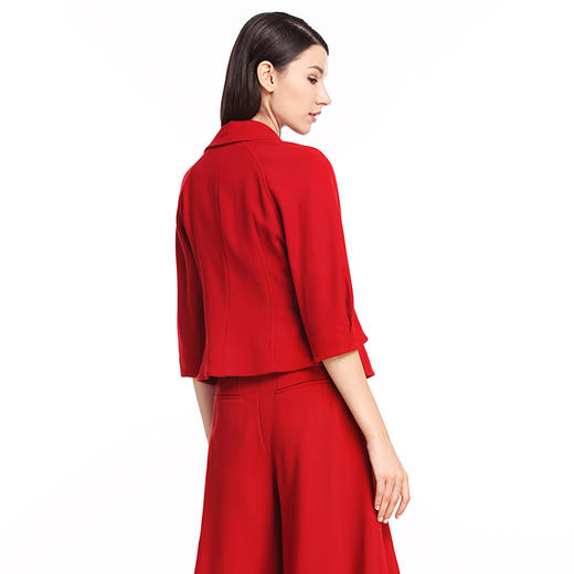 EITIE爱特爱春季新款红色五分袖羊毛女士小西装修身短外套5403108 商品图2