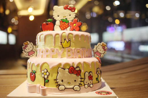 场景主题蛋糕系列｜凯蒂猫 KITTY场景7蛋糕，如图款式，新鲜水果，动物性淡奶油~ 商品图1