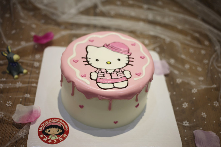 款式图案定制凯蒂猫kitty8蛋糕如图款式新鲜水果动物性淡奶油