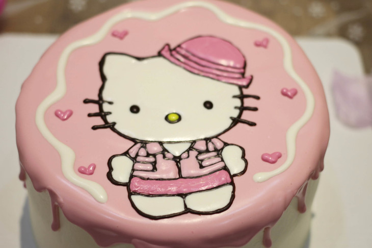 款式图案定制凯蒂猫kitty8蛋糕如图款式新鲜水果动物性淡奶油