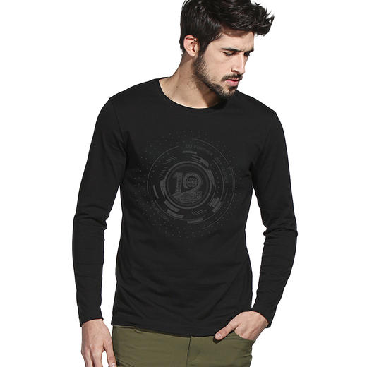 【19.9元1件】12周年英雄会纪念款丝光棉男士长袖T恤圆领修身体恤服男潮越野e族 商品图0