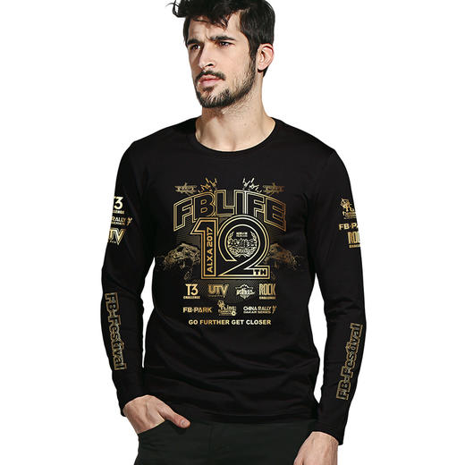 【19.9元1件】越野e族12周年纪念衫自由基地男修身长袖圆领T恤针织t恤秋冬 商品图2