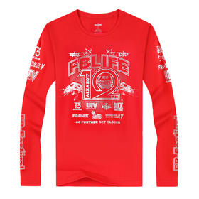 【19.9元1件】越野e族12周年纪念衫自由基地男修身长袖圆领T恤针织t恤秋冬