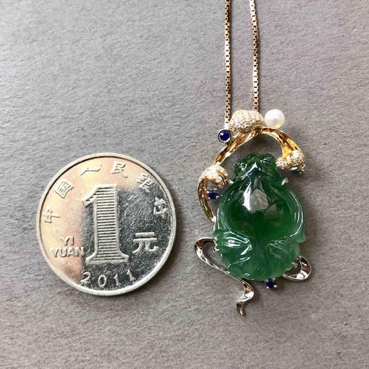 翡翠冰种晴水绿金鱼金玉满堂 商品图3