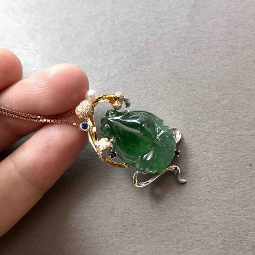 翡翠冰种晴水绿金鱼金玉满堂 商品图6