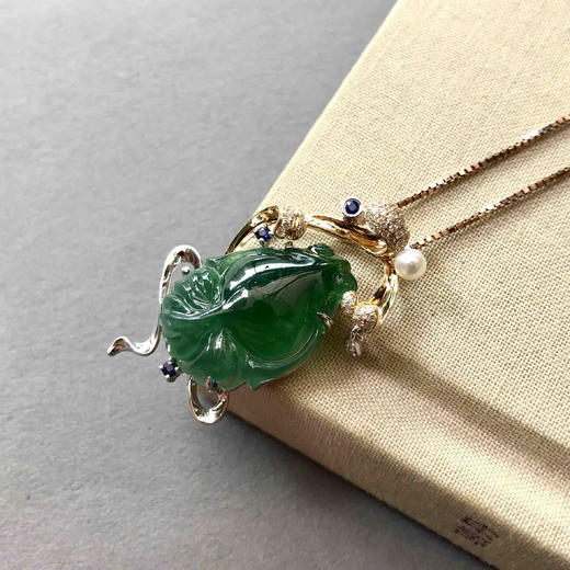 翡翠冰种晴水绿金鱼金玉满堂 商品图1