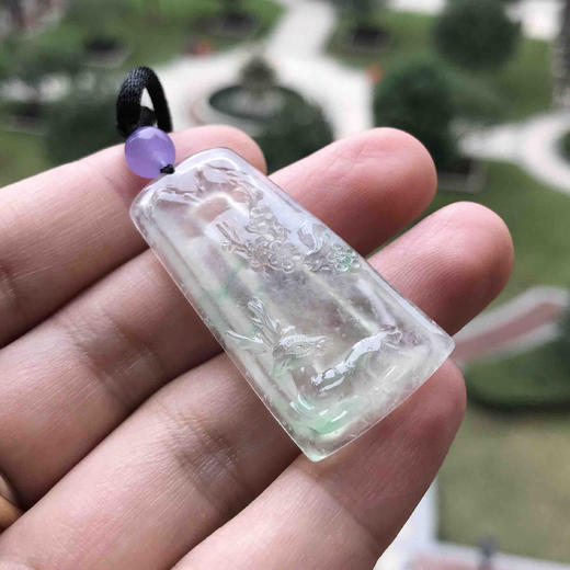 翡翠玻璃种雪花棉梅花鹿牌 商品图8