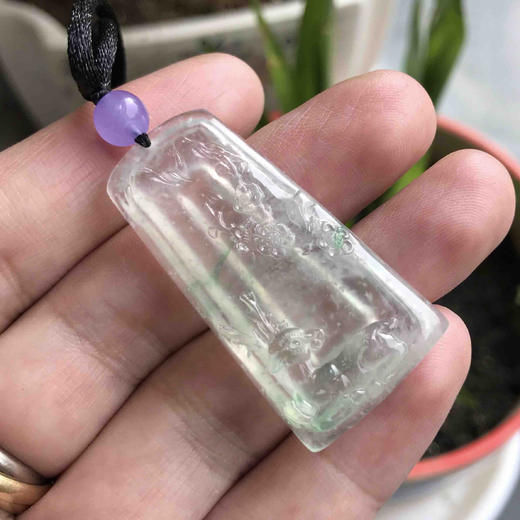 翡翠玻璃种雪花棉梅花鹿牌 商品图7
