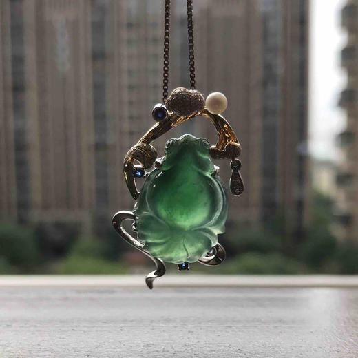 翡翠冰种晴水绿金鱼金玉满堂 商品图8