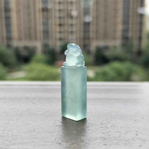翡翠高冰种蓝水小印章 商品图8