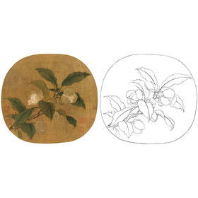 宋画花鸟小品白描底稿-佚名-《夜合花图》-多种白描尺寸可选-GH33