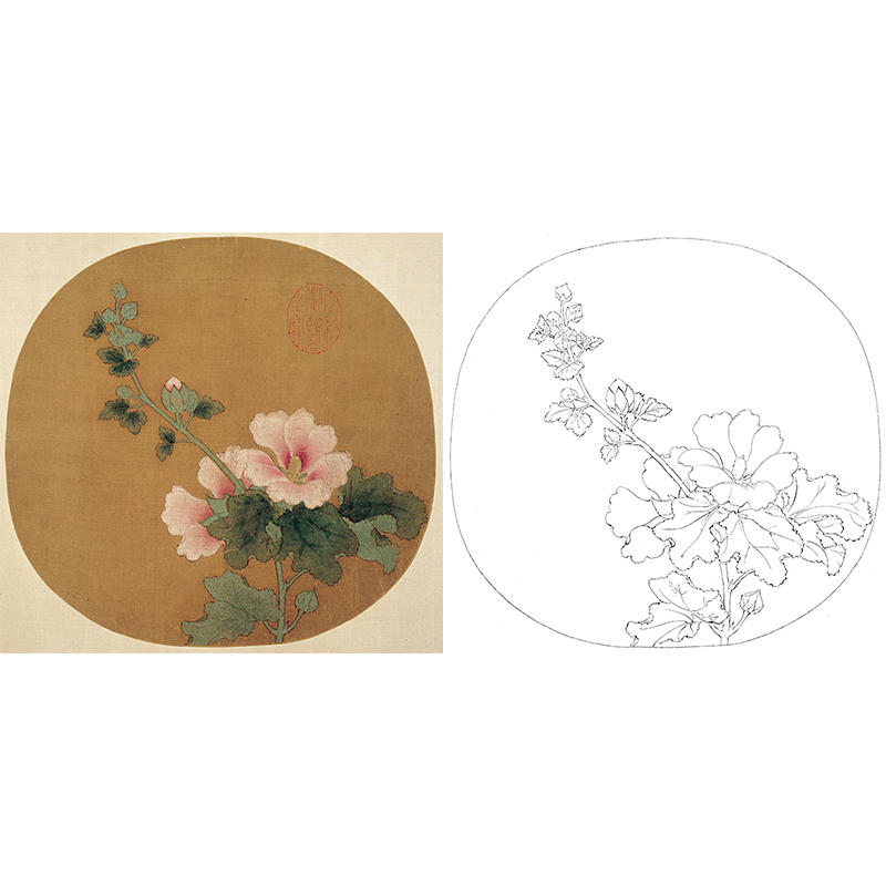 宋画花鸟小品白描底稿-佚名-蜀葵图-gh24