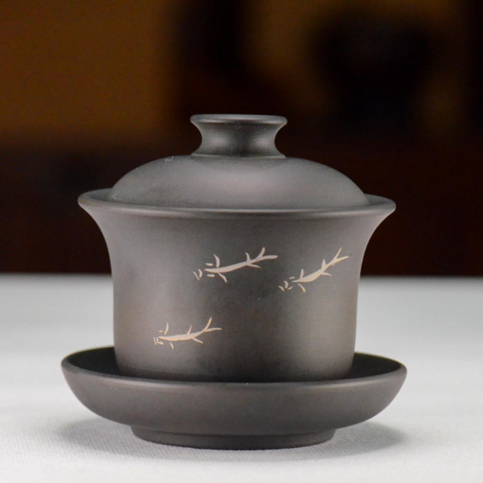 【茶】纯手工建水紫陶盖碗