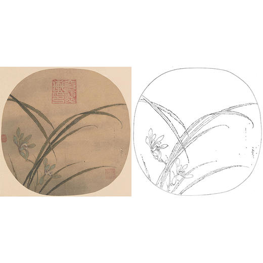 宋画花鸟白描底稿佚名兰花小品秋兰绽蕊图多种白描尺寸可选gh06