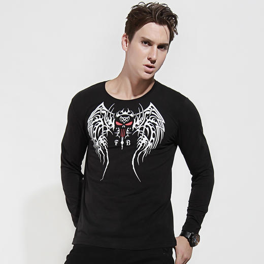 【19.9元1件】自由基地男韩版圆领长袖T恤纯色t恤男宽松秋季潮宽松男装大码 商品图2