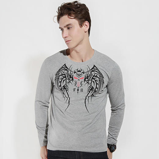 【19.9元1件】自由基地男韩版圆领长袖T恤纯色t恤男宽松秋季潮宽松男装大码 商品图1