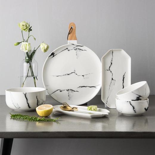 欧式大理石二人食6件陶瓷餐具套装家用米饭碗汤碗碗碟西餐盘 商品图1