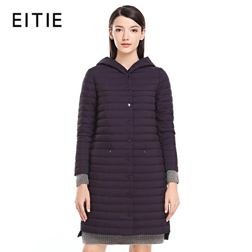 EITIE爱特爱女装春季新款白鸭绒保暖连帽羽绒服中长款外套5411103 商品图0