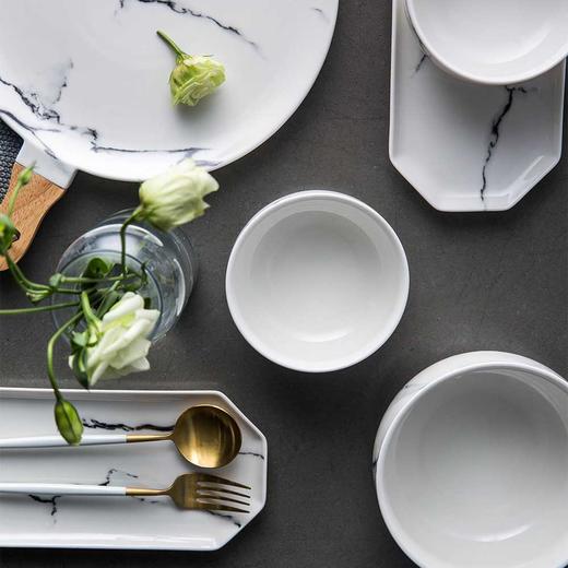 欧式大理石二人食6件陶瓷餐具套装家用米饭碗汤碗碗碟西餐盘 商品图2