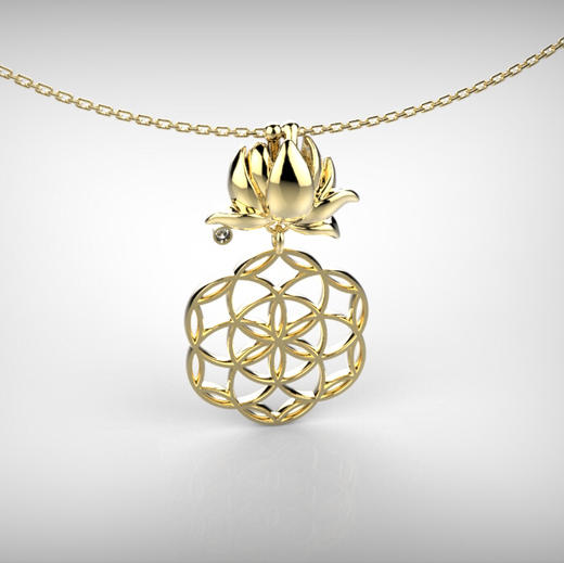 爱莎许愿工艺 生命之花系列 莲花项链 商品图2