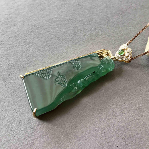 冰种湖水绿步步高升，府上有龙18k黄金钻石镶嵌 商品图2