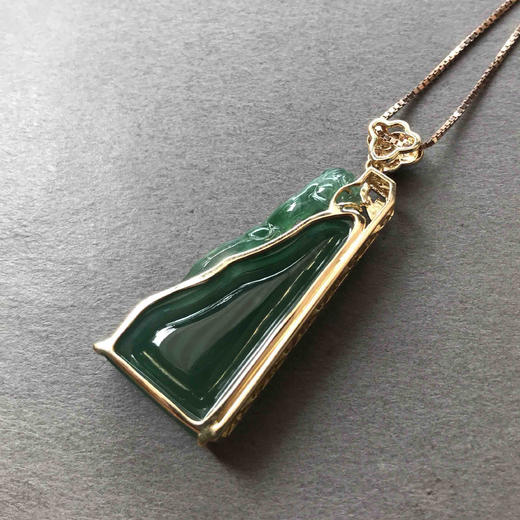 冰种湖水绿步步高升，府上有龙18k黄金钻石镶嵌 商品图4