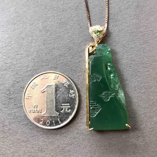 冰种湖水绿步步高升，府上有龙18k黄金钻石镶嵌 商品图3