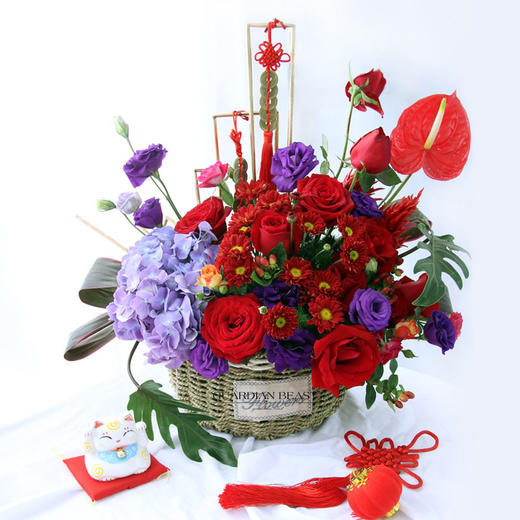 混搭红掌手提花篮送朋友领导老师长辈开业乔迁节日生日祝福探访感恩节