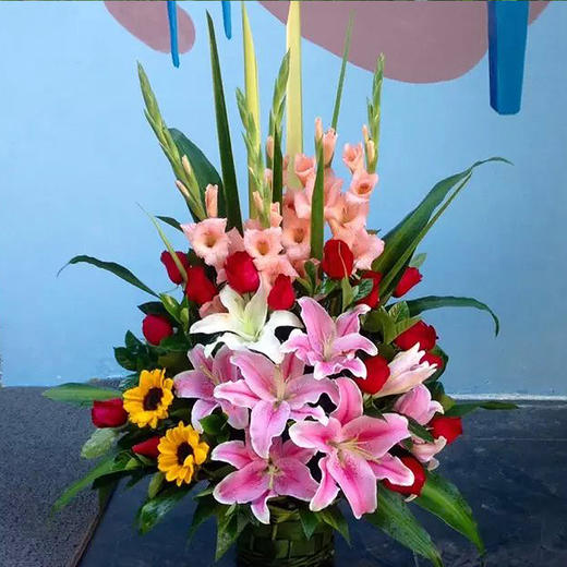 高档定制鲜花混搭红掌手提花篮送朋友领导老师长辈开业乔迁节日生日祝福探访感恩节 商品图6