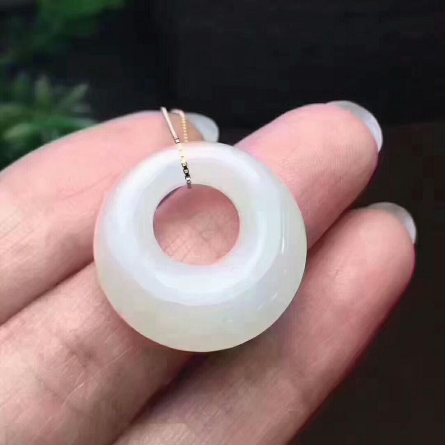 a0xyl天然和田玉平安如意环,玉质温润,款式精致,规格:24.5*5.