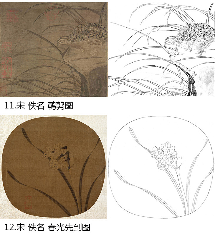 宋畫花鳥小品白描底稿一套40幅冊頁db70