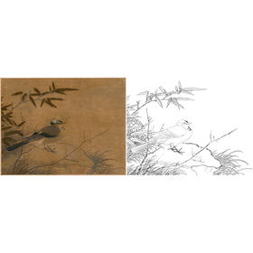 宋画花鸟白描底稿-赵昌-鸟图 -斗方小品册页-GH79