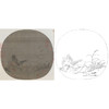 宋画花鸟小品白描底稿-佚名-《斗雀图》-多种白描尺寸可选 -GH53 商品缩略图0