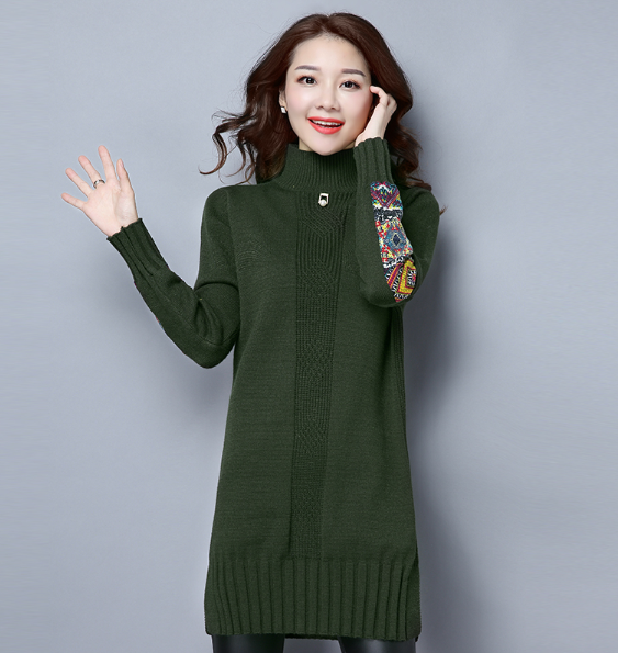 P E7872 半高领大码羊毛针织衫打底