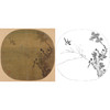 宋画花鸟小品白描底稿-佚名-《古柏归禽图》-多种白描尺寸可选 -GH54 商品缩略图0