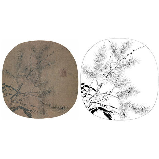 宋画花鸟小品白描底稿-赵孟坚-《岁寒三友图》-多种白描尺寸可选-GH80 商品图0