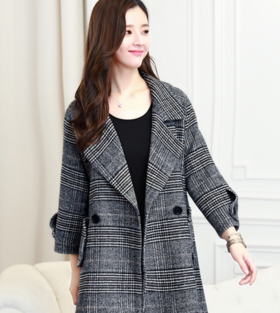 CQ WQ8981  冬季新品翻领长袖千鸟格百搭