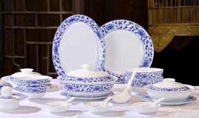 景德镇陶瓷 国瓷红叶 62头国韵牡丹中餐具