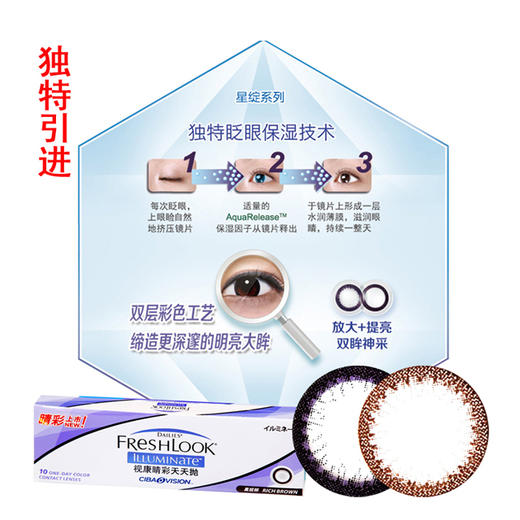 爱尔康视康Freshlook睛彩天天抛彩色隐形眼镜10片装 商品图3