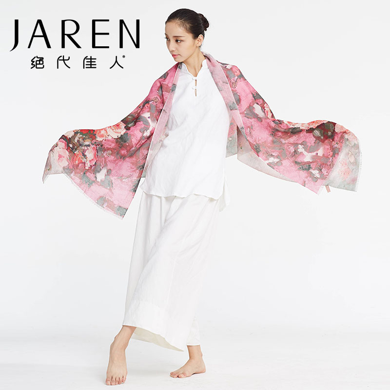 副本绝代佳人丝巾 春秋 女士羊毛围巾 百搭多变 印花围巾 韩版围巾