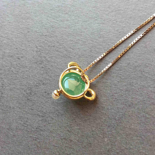 高冰种满绿翡翠蛋面星座系列之白羊座18k黄金镶嵌 商品图4