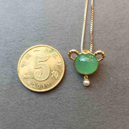 高冰种满绿翡翠蛋面星座系列之白羊座18k黄金镶嵌 商品图3