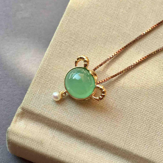 高冰种满绿翡翠蛋面星座系列之白羊座18k黄金镶嵌 商品图2