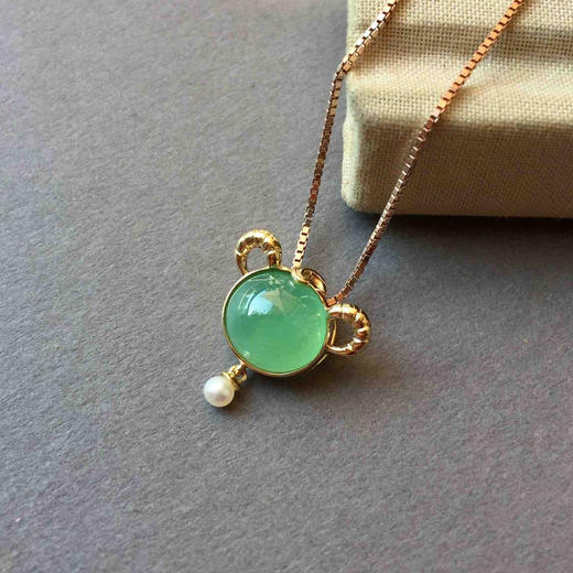 高冰种满绿翡翠蛋面星座系列之白羊座18k黄金镶嵌 商品图0