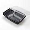 喇叭花打包盒一次性圆形塑料餐盒外卖碗黑色饭盒餐盒带盖50套 商品缩略图6