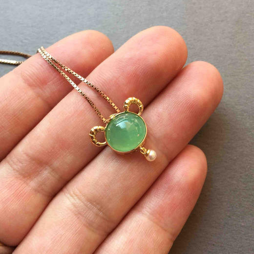 高冰种满绿翡翠蛋面星座系列之白羊座18k黄金镶嵌 商品图5