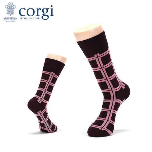 CORGI 手工 中筒袜 菱格 商品图1