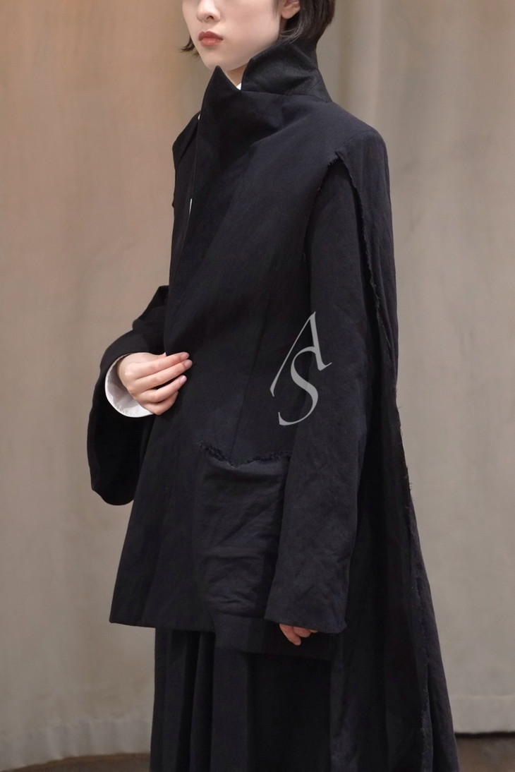 aganovich黑色披风裁片西装外套